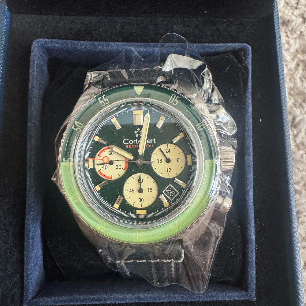 Men's Black and Green Watch